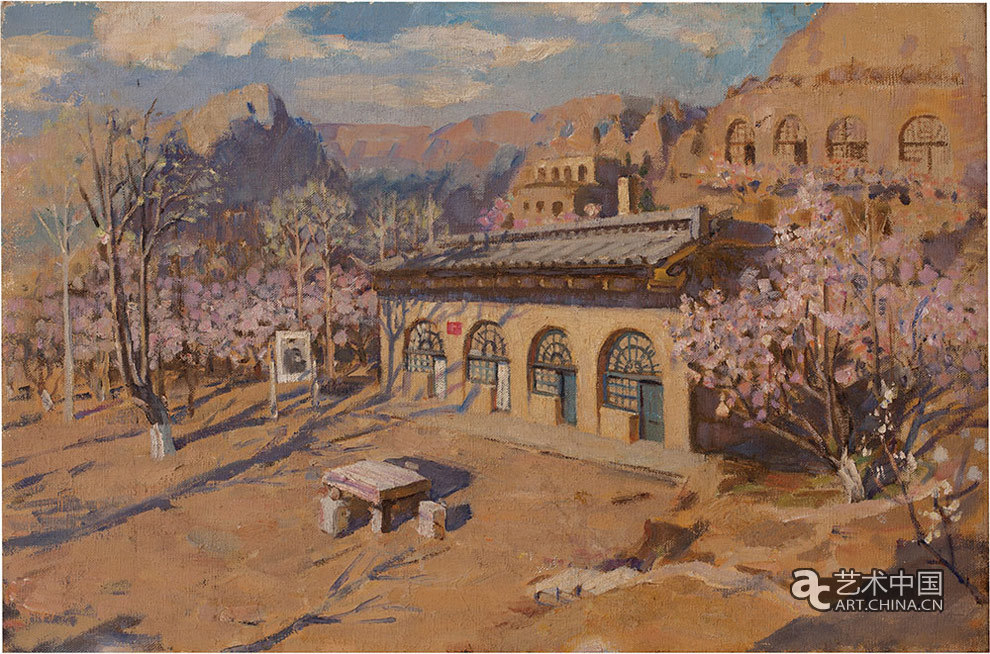 張華清　棗園-毛澤東舊居　布面油畫 55x85cm 1977