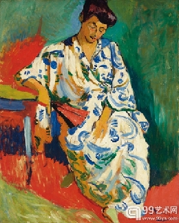 藝術(shù)家安德烈·德朗（André Derain）的名為《穿和服的馬蒂斯夫人》（Madame Matisse au kimono）的華美肖像作品