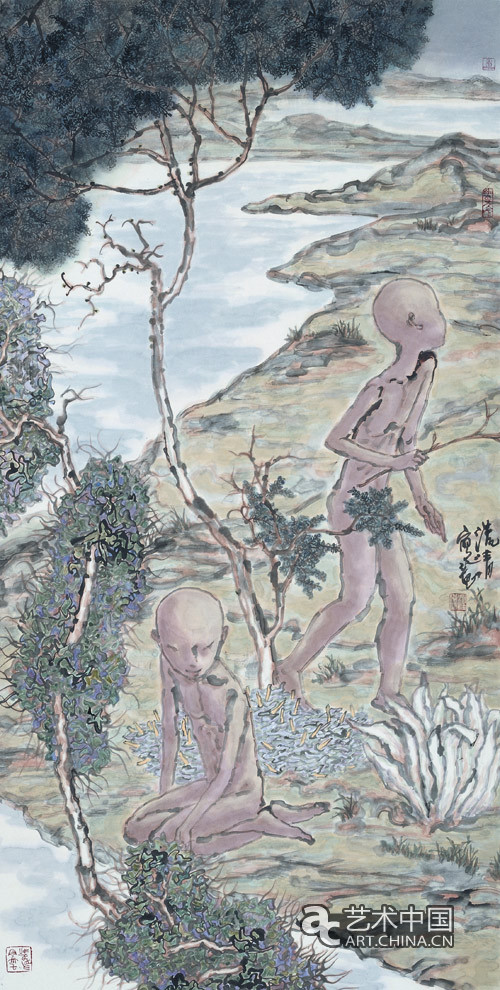 《待》之五 140X70cm 汪港清2012年 紙本水墨